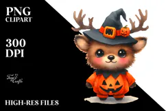 Cute Baby Elk Halloween Scenery PNG Product Image 2