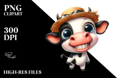 Confused Baby Cow with Goofy Smile in Sun Hat | Sublimation Product Image 2
