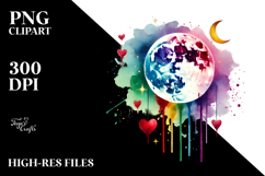 Simple Moon with Blood and Hearts PNG Product Image 2
