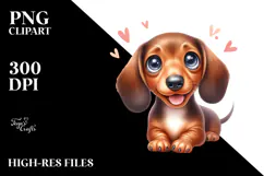 Watercolor Cute Dachshund PNG Product Image 2