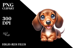 Watercolor Cute Dachshund PNG Product Image 2
