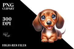 Watercolor Cute Dachshund PNG Product Image 2