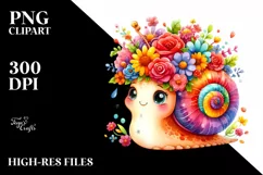 Cartoon-Style Vibrant Snail with Flower Crown | Clipart Product Image 3
