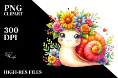 Colorful Cartoon-Style Snail with Flower Crown Product Image 1