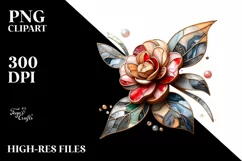 Colorful Abstract Stained Camellia Clipart Product Image 3