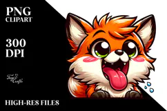 Cute Fox Tongue-Out Face PNG Product Image 2