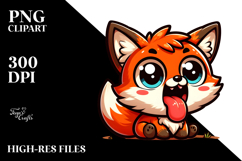 Cute Fox Tongue-Out Face PNG Product Image 2