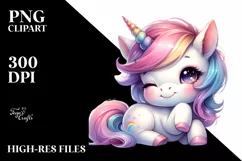 Cute Baby Unicorn Winking | Sublimation | Clipart Product Image 3