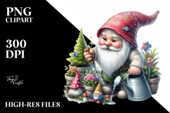 Cute Gnome Gardening | Sublimation | Clipart Product Image 1