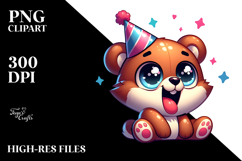 Excited Bear with Party Hat PNG Product Image 2