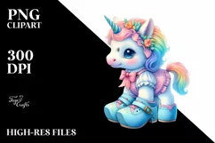 Colorful Baby Unicorn Clog PNG Product Image 1