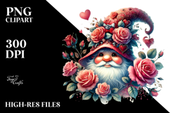 Valentines Gnome with Heart Hat, Colorful PNG Product Image 2