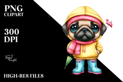 Adorable Baby Pug in Rain Boots | Sublimation Clipart Product Image 2