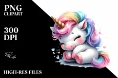 Pastel Cute Baby Unicorn in Style | Sublimation Clipart Product Image 1