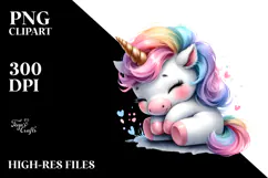 Pastel Cute Baby Unicorn in Style | Sublimation Clipart Product Image 2
