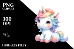Pastel Cute Baby Unicorn in Style | Sublimation Clipart Product Image 2