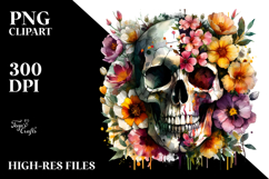 Spring Flowers Skull Watercolor, Transparent PNG Product Image 2