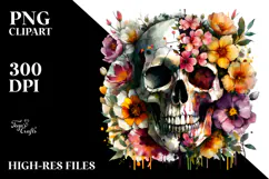 Spring Flowers Skull Watercolor, Transparent PNG Product Image 2