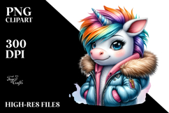 Cute Baby Unicorn Winter Vibrant PNG Product Image 2