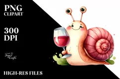 Funny Cute Wine-Sipping Snail | Sublimation | Clipart Product Image 3