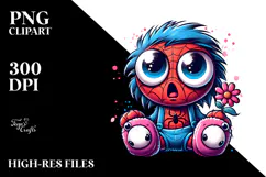 Cute Spider Boy with Flower in Mouth PNG Product Image 2