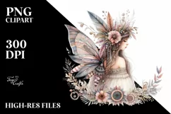 Detailed Boho Fairy in Colorful Summer | Clipart Product Image 1