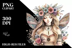 Detailed Boho Fairy in Colorful Summer | Clipart Product Image 3