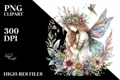 Detailed Boho Fairy in Colorful Summer | Clipart Product Image 1