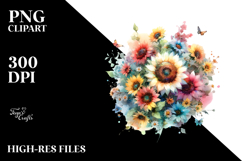 Colorful Sunflower Watercolor PNG Product Image 2