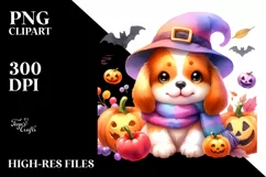 Cute Baby Dog in Halloween Scenery | Clipart Product Image 3