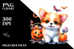 Cute Baby Dog in Halloween Scenery | Clipart Product Image 3