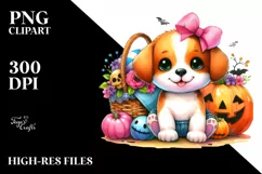 Cute Baby Dog in Halloween Scenery | Clipart Product Image 3