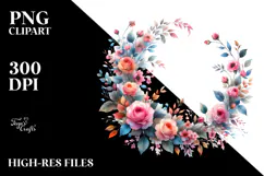 Colorfull Hawayan Flowers Floral Frame PNG Product Image 2