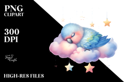 Baby Parrot Sleeping on a Cloud | Clipart Product Image 2