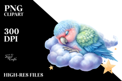 Baby Parrot Sleeping on a Cloud | Clipart Product Image 2