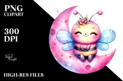 Smiling Baby Bee on Half Moon PNG Product Image 2