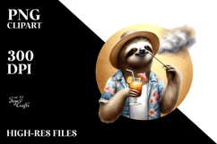 Watercolor Sloth in Beachwear PNG Product Image 2