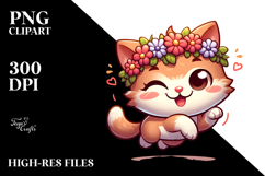 Joyful Kitten with Flower Crown PNG Product Image 2