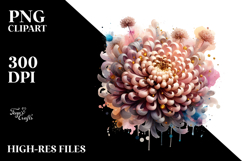 Chrysanthemum Abstract with Golden Inserts, Transparent PNG Product Image 2