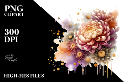 Chrysanthemum Abstract with Golden Inserts, Transparent PNG Product Image 2