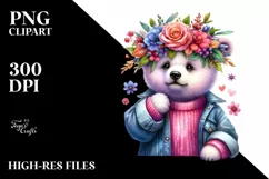 Cute Baby Bear with Cool Haircut PNG Product Image 1