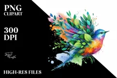 Abstract Vibrant Watercolor Bird PNG Product Image 1