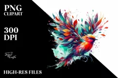 Abstract Bird with Plant Leaves, PNG Product Image 3