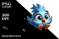 Cartoony Bird Jumping Sparkling Eyes PNG Product Image 2