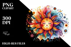 Colorful Watercolor Whimsical Vibrant Sun Clipart Product Image 3