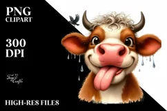 Funny Cute Cow Portrait | Watercolor Clipart Product Image 3
