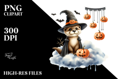 Halloween Otter on Cloud PNG Product Image 2