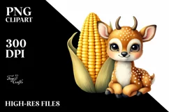 Funny Cute Deer in Colorful Summer | Clipart Product Image 1
