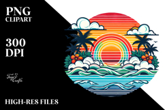 Retro Tropical Sunset, Clipart, PNG Product Image 2