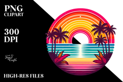 Retro Tropical Sunset, Clipart, PNG Product Image 2